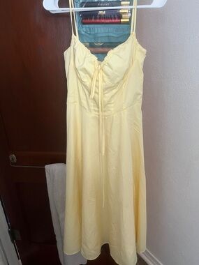 Fashion Nova Pale Yellow Spaghetti-Strap Midi Dress